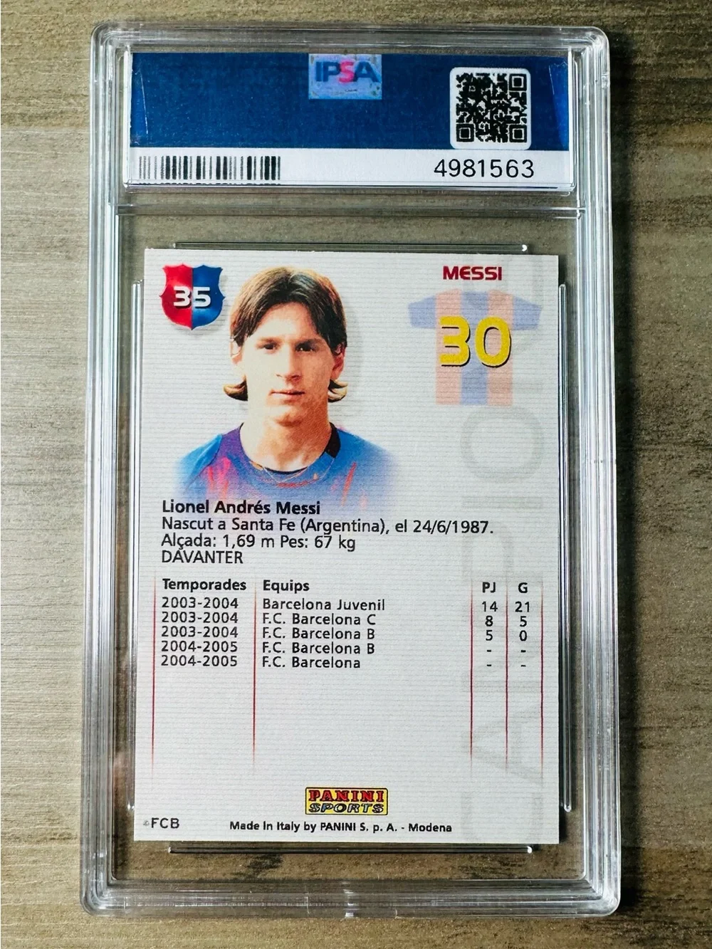 Lionel Messi Rookie Gem Mint 10 2004 Panini #35 Novelty Card. Argentina.
